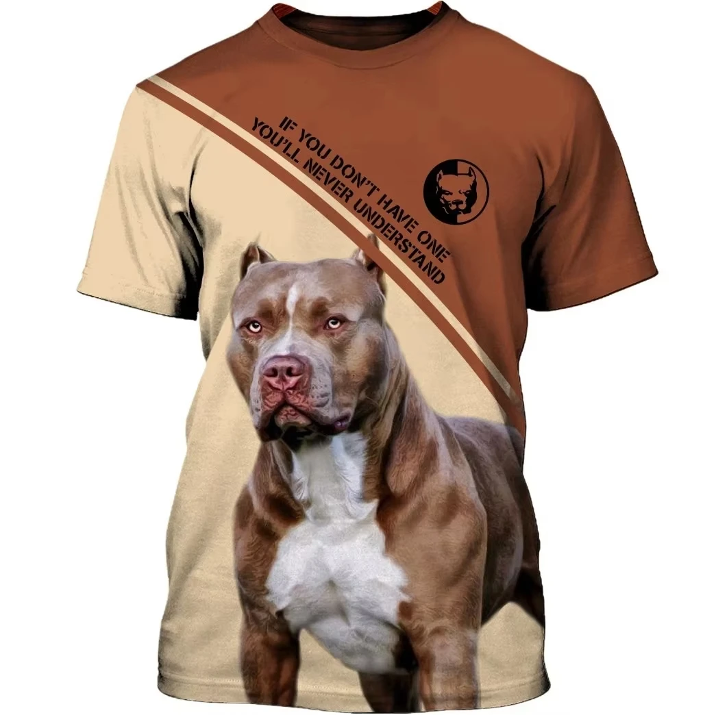 2024 nova pitbull impresso camisetas masculinas topos verão casual manga curta roupas masculinas o-pescoço moda de grandes dimen