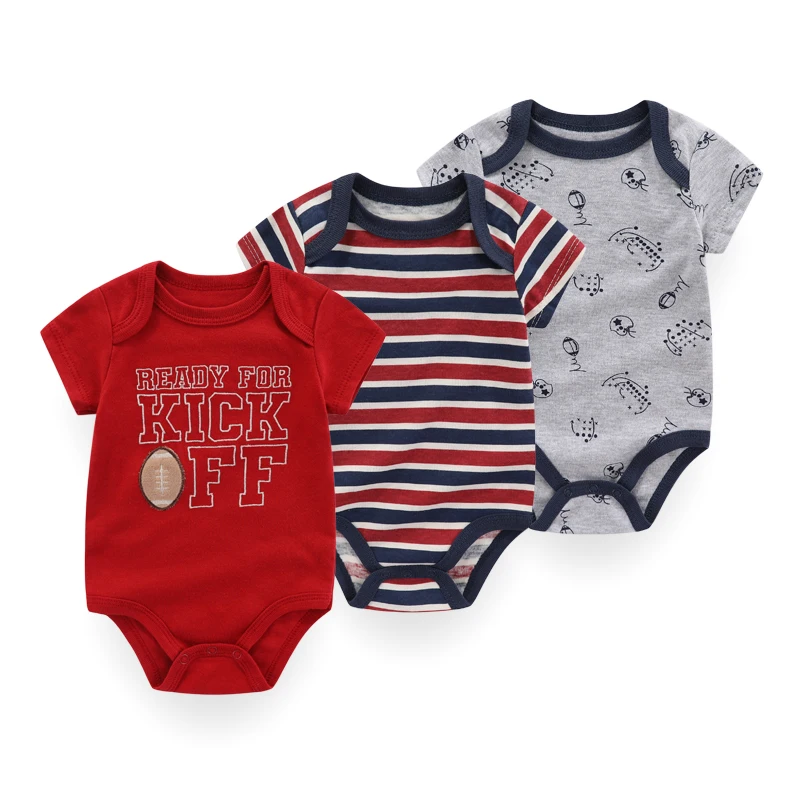 3 PCS Fashion Summer Short Sleeve Cartoon Baby Boy Girl Bodysuit Cotton Newborn Clothes