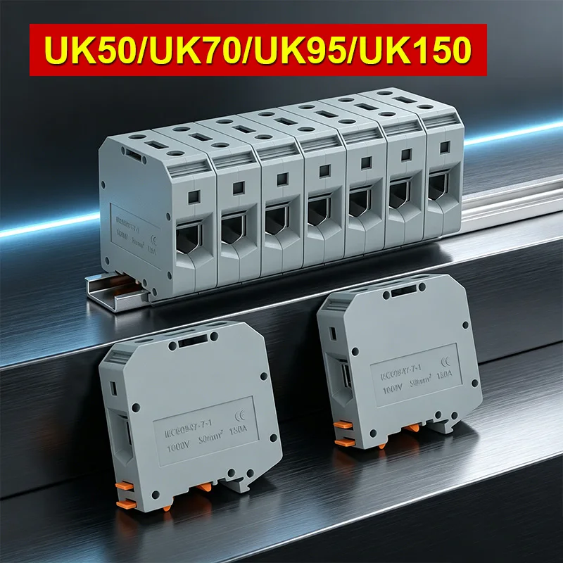 UK70N Rail Type UK50N Connecting Cable Terminal Connector 1000V 150A 192A 232A 309A UK95N 150N Brass Wire Terminal Block