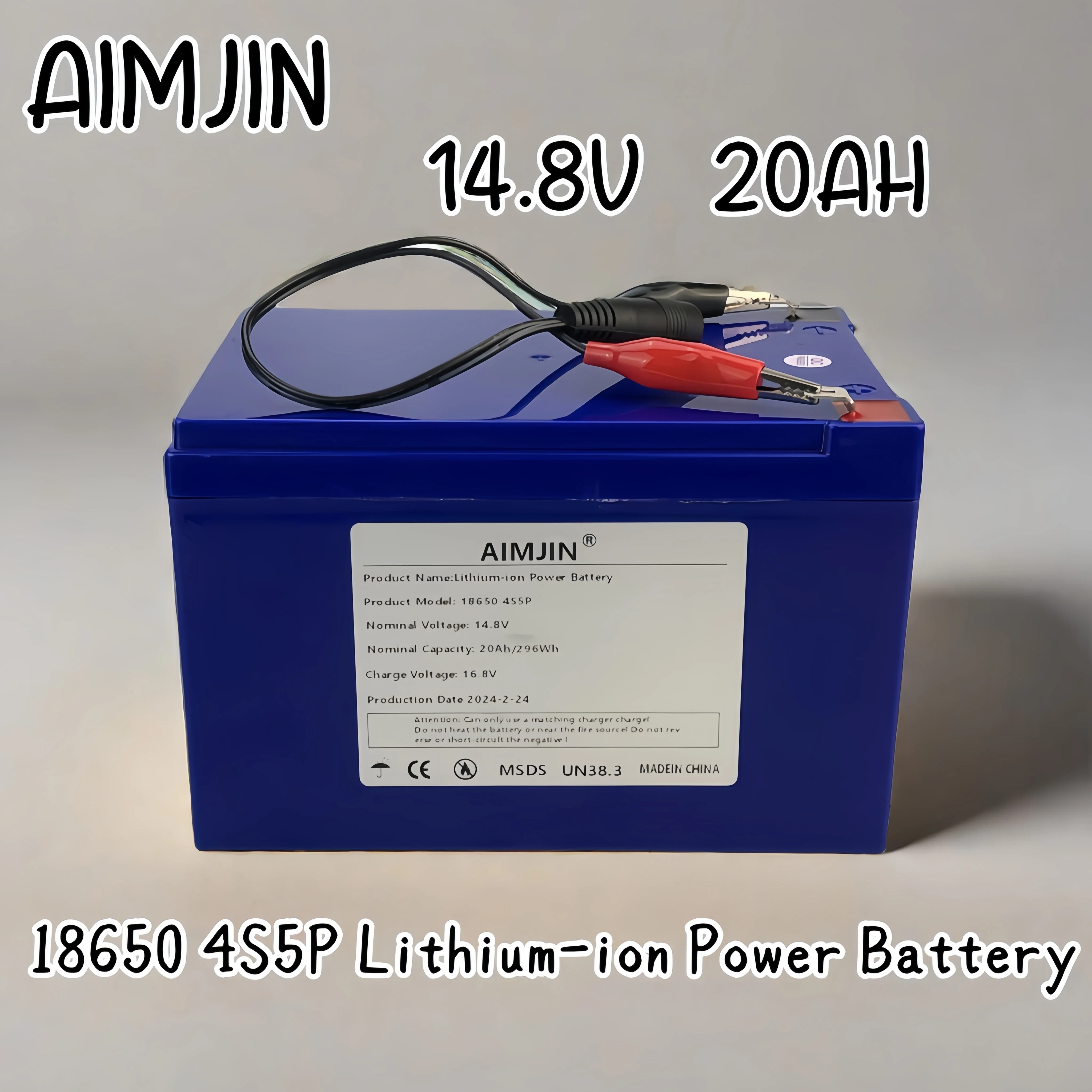 

4S5P 18650 14.8V 20.0Ah Li-iom Battery Pack Night Fishing Lamp Heater Miner's Amplifier Batteries with BMS