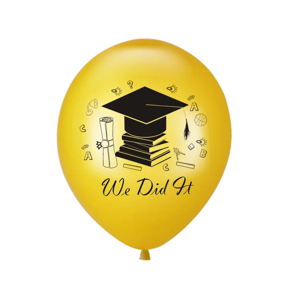 

15Pcs Phd Hat Balloons Graduation Season Set Gold Black Sequin Decorative Kit for School Party Graduation Season Letter Balloons