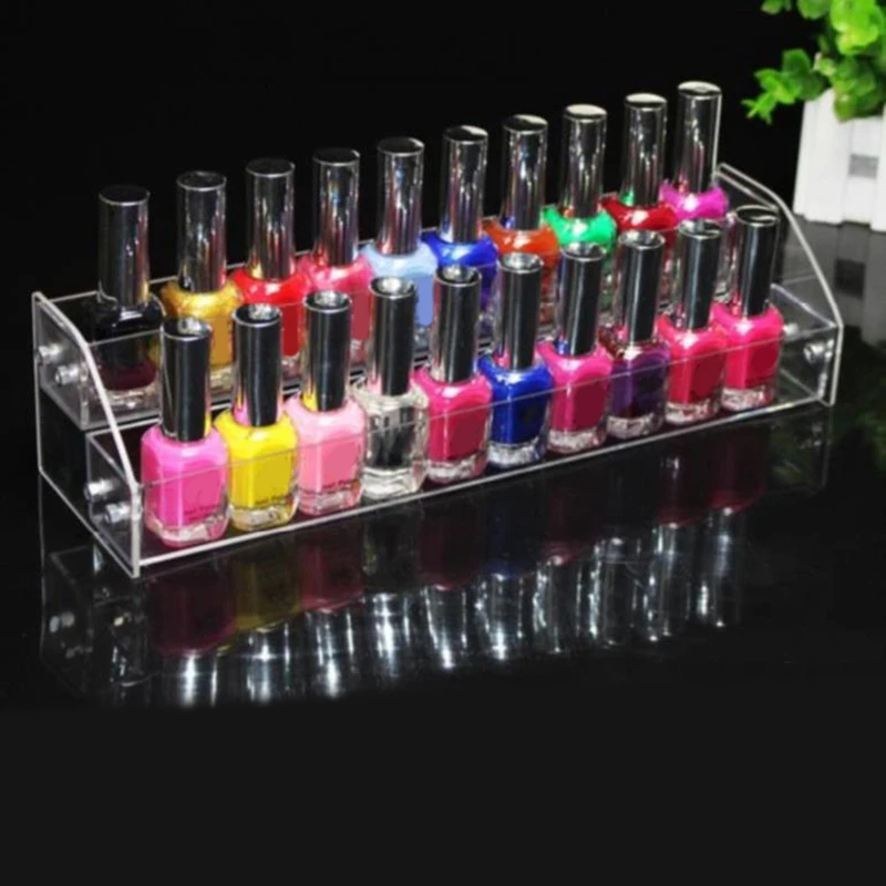 2 Tiers Clear Acrylic Liquid Pigment Bottles Storage Box Organizers Lipstick Jewelry Display Holder Nail Polish Rack