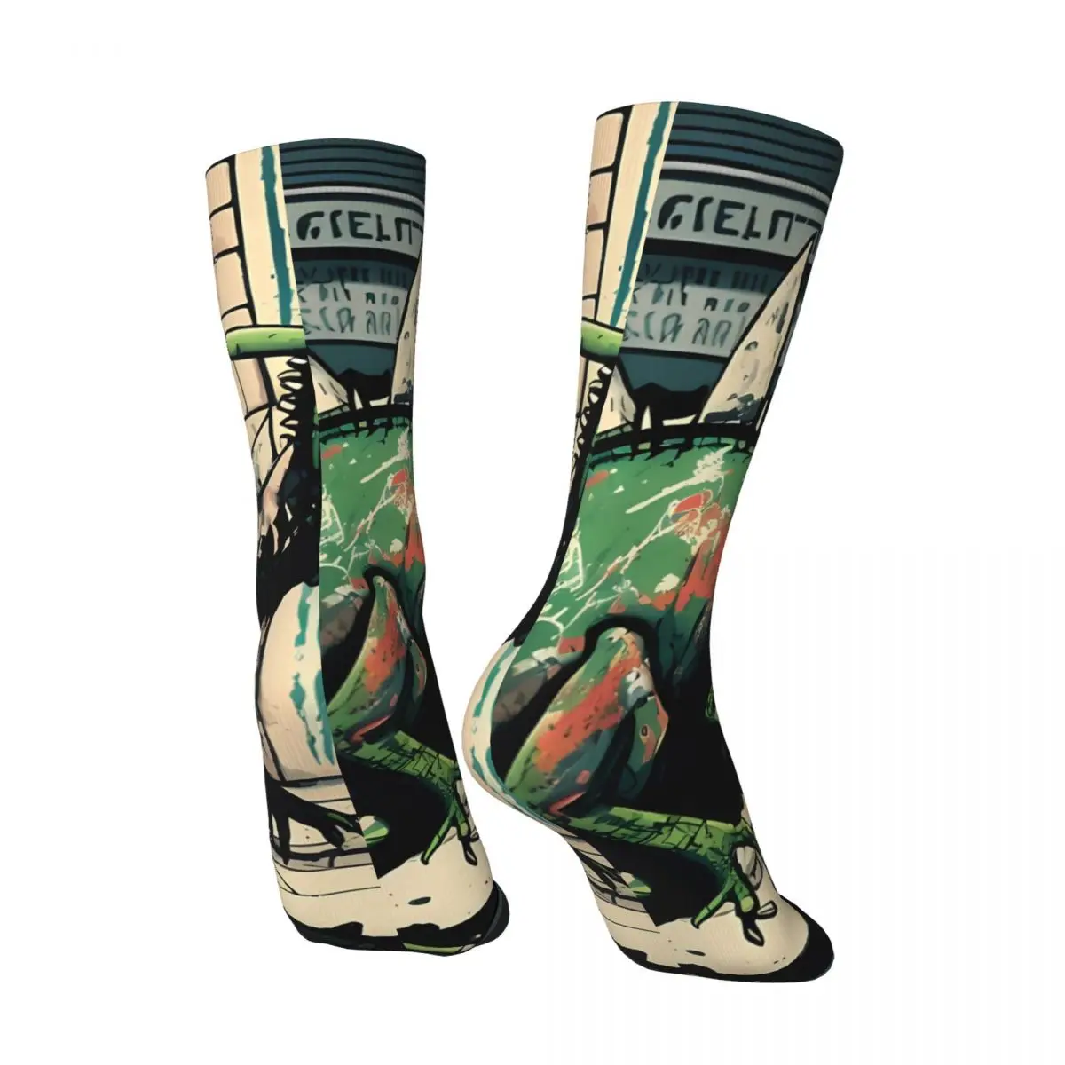 Walking On Street Funny Men's Socks Vintage T. Rex Dinosaurs Hip Hop Casual Crew Sock Gift Pattern Printed