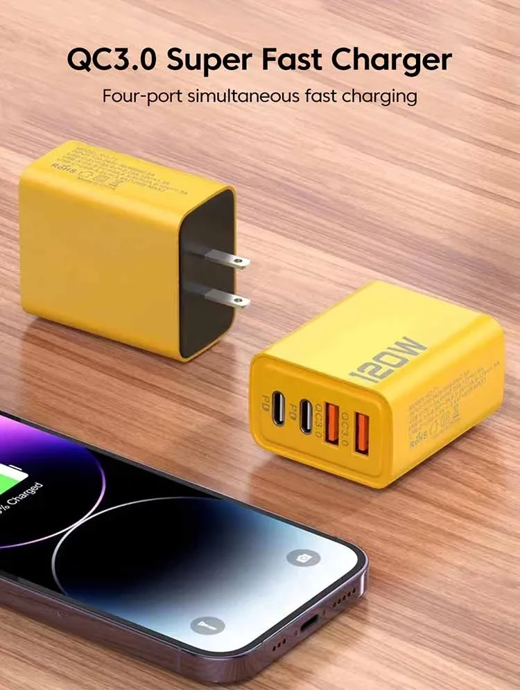 120W Quick Charger Type C Quick Charge 3.0 USB Charger Adapter for iPhone Samsung Xiaomi PD USB Charger Quick Charge