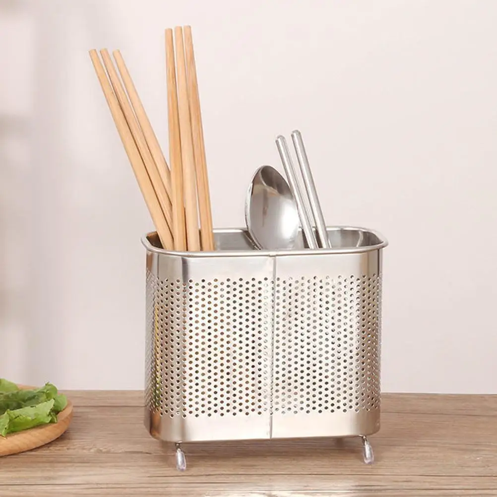 

Stainless Steel Holder Kitchen Stainless Steel Utensil Holder Supplies Silverware Drainer Utensil Container Cutlery Organizer