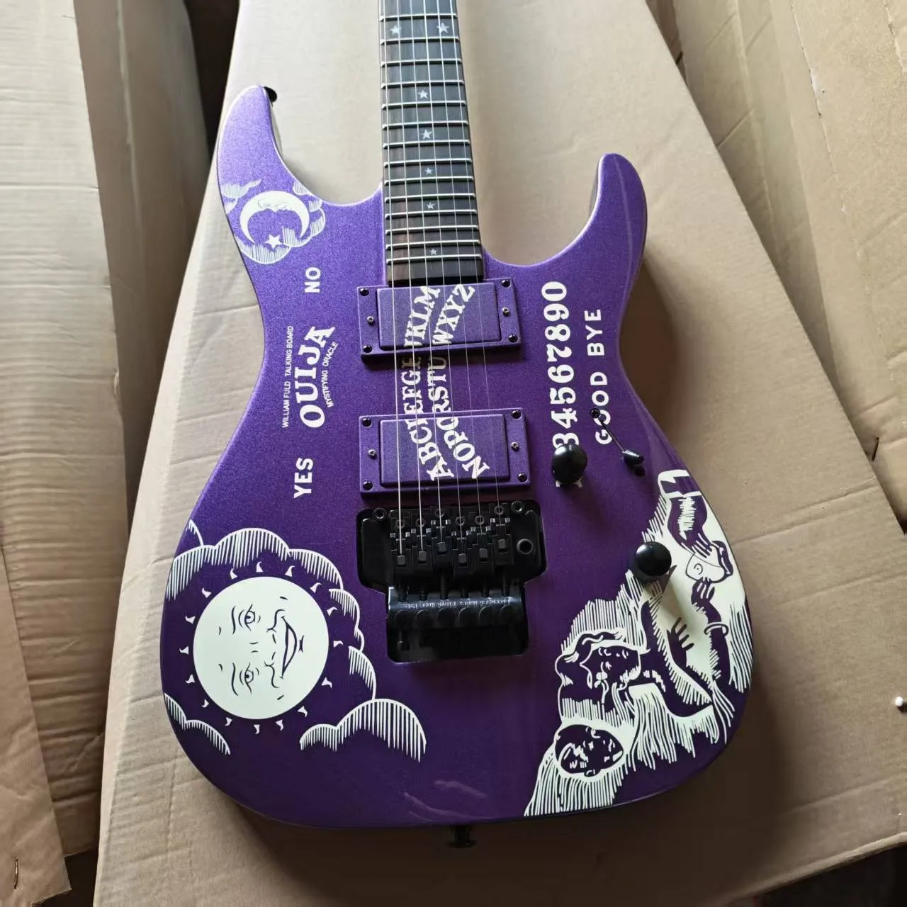 Hot high quality Custom unbranded Ouija Purple Sparkle  Guitar Floyd Rose Tremolo guitar