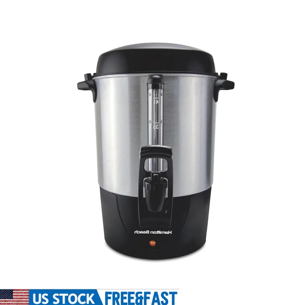 

45 Cup Coffee Urn Fast Brewing Hot Beverage Dispenser One Hand Operation Dual Heaters Easy View Water Level Ideal Parties Events