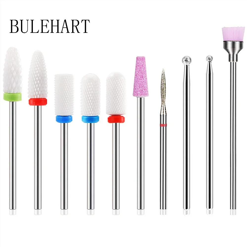 10 pçs fresas de cerâmica para manicure carboneto diamante prego brocas kits equipamentos ferramentas