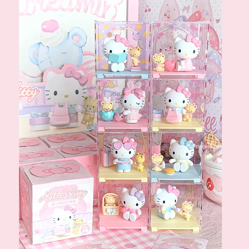 Autêntico hellokitty querida playmate série caixa cega micro caixa artesanal boneca decoração menina presente de aniversário