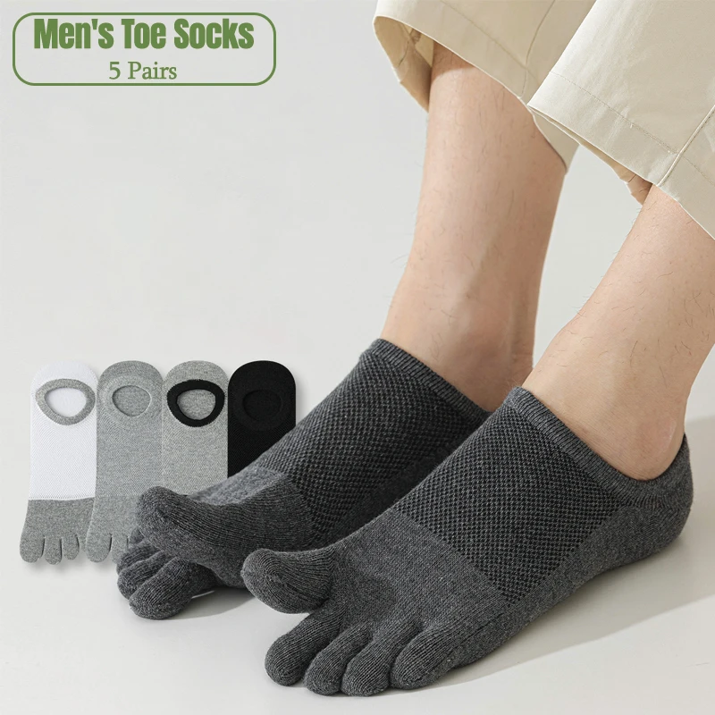 Toe Sock Split - 5켤레 남성용 노쇼 토삭스 여름용 얇은