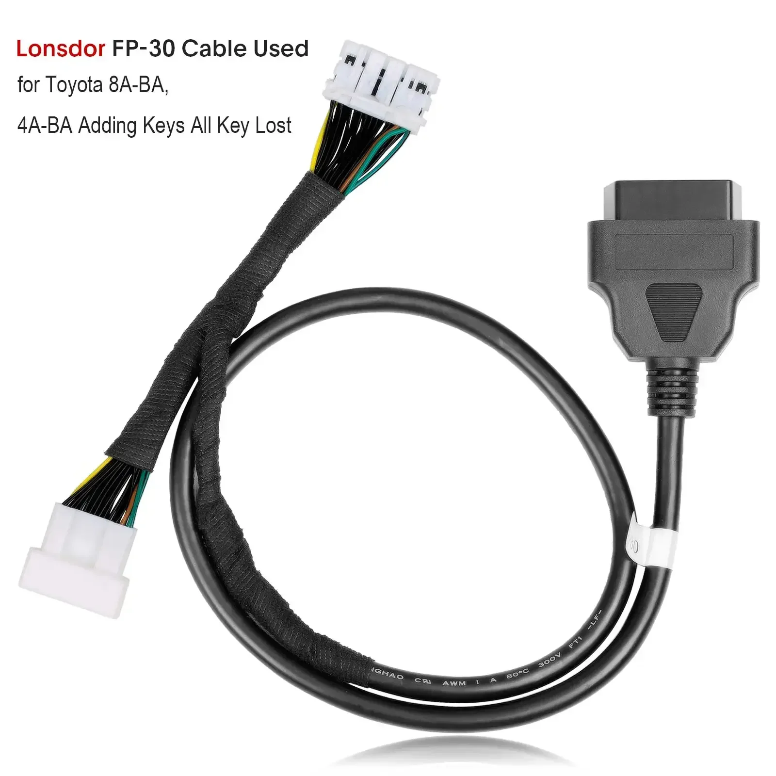 Lonsdor for Toyota FP30 Cable for All Key Lost 8A-BA and 4A Models without PIN Code Works with Lonsdor K518ISE K518S