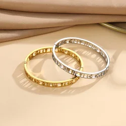 Simple and fashionable stainless steel gold-plated bracelet Roman numeral hollow bracelet ladies gift hot sale free shipping