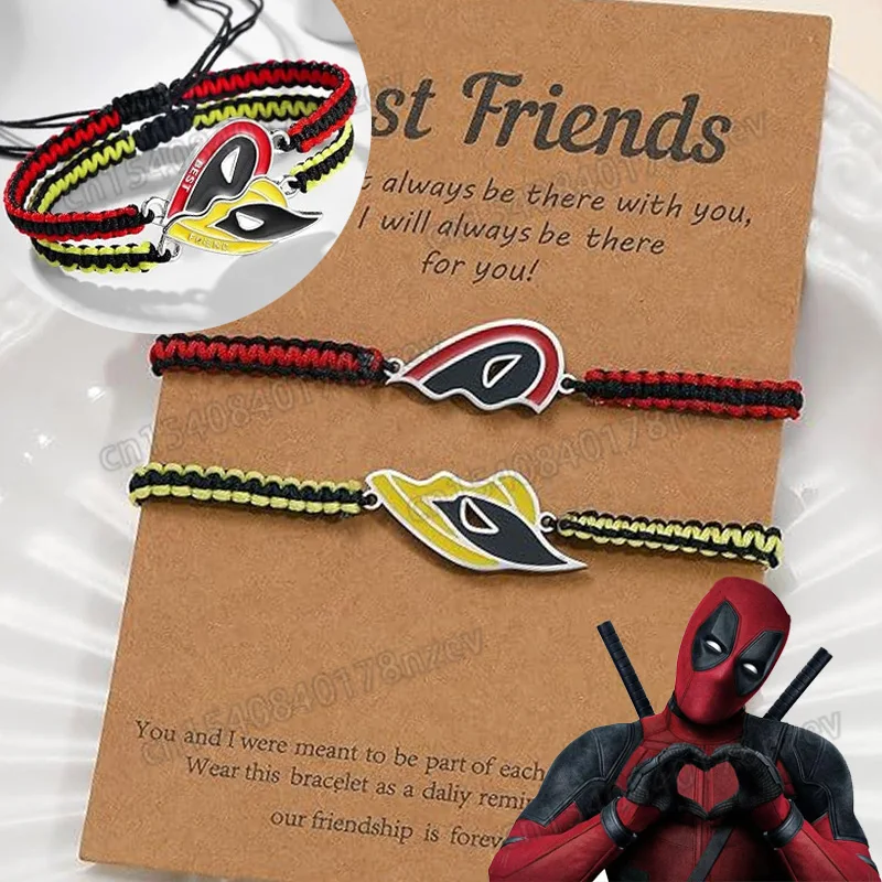 

Disney Deadpool Bracelet Set Best Friends Couple Bracelet Movie Figure Cartoon Cosplay Jewelry Combination Cosplay Decoration