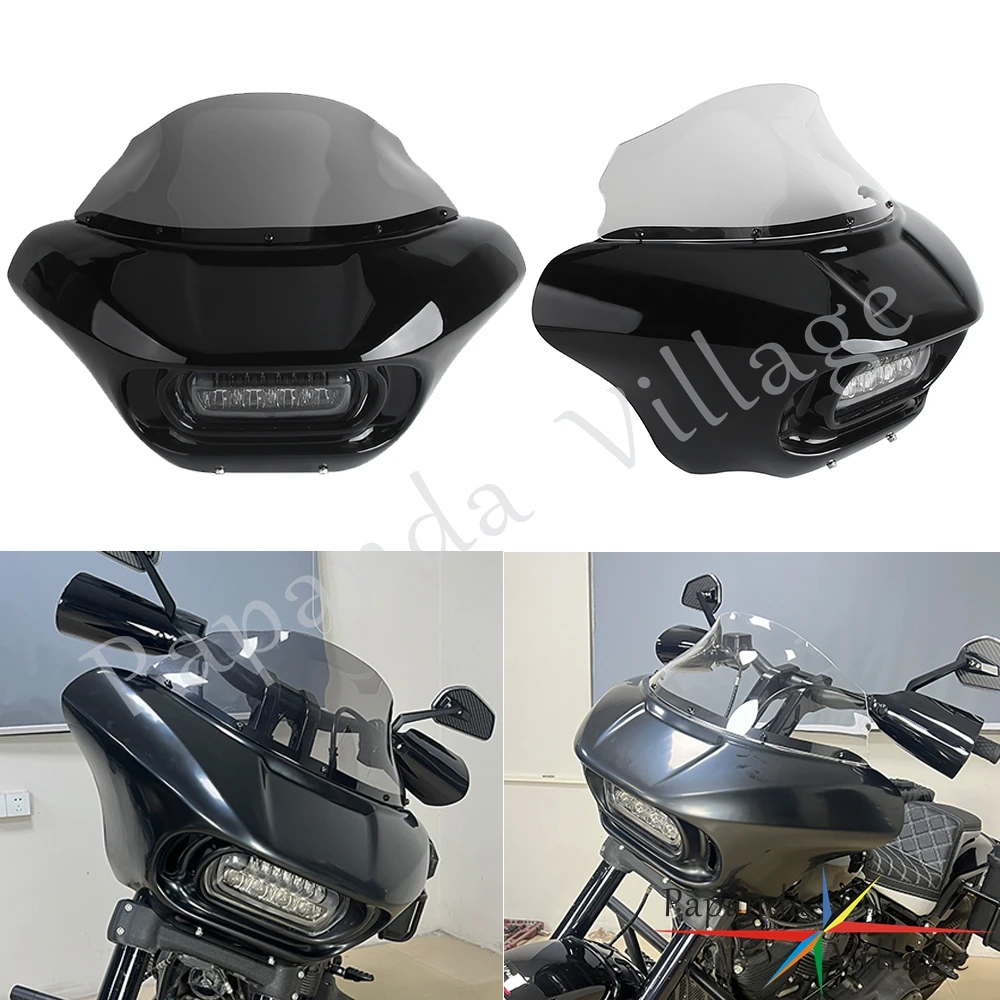 High/Low Beam Headlight Fairing Front Mask with LED Headlamp  For Harley Softail M8 Fat Bob FXFB 114 FXFBS Club Style 2018-2024