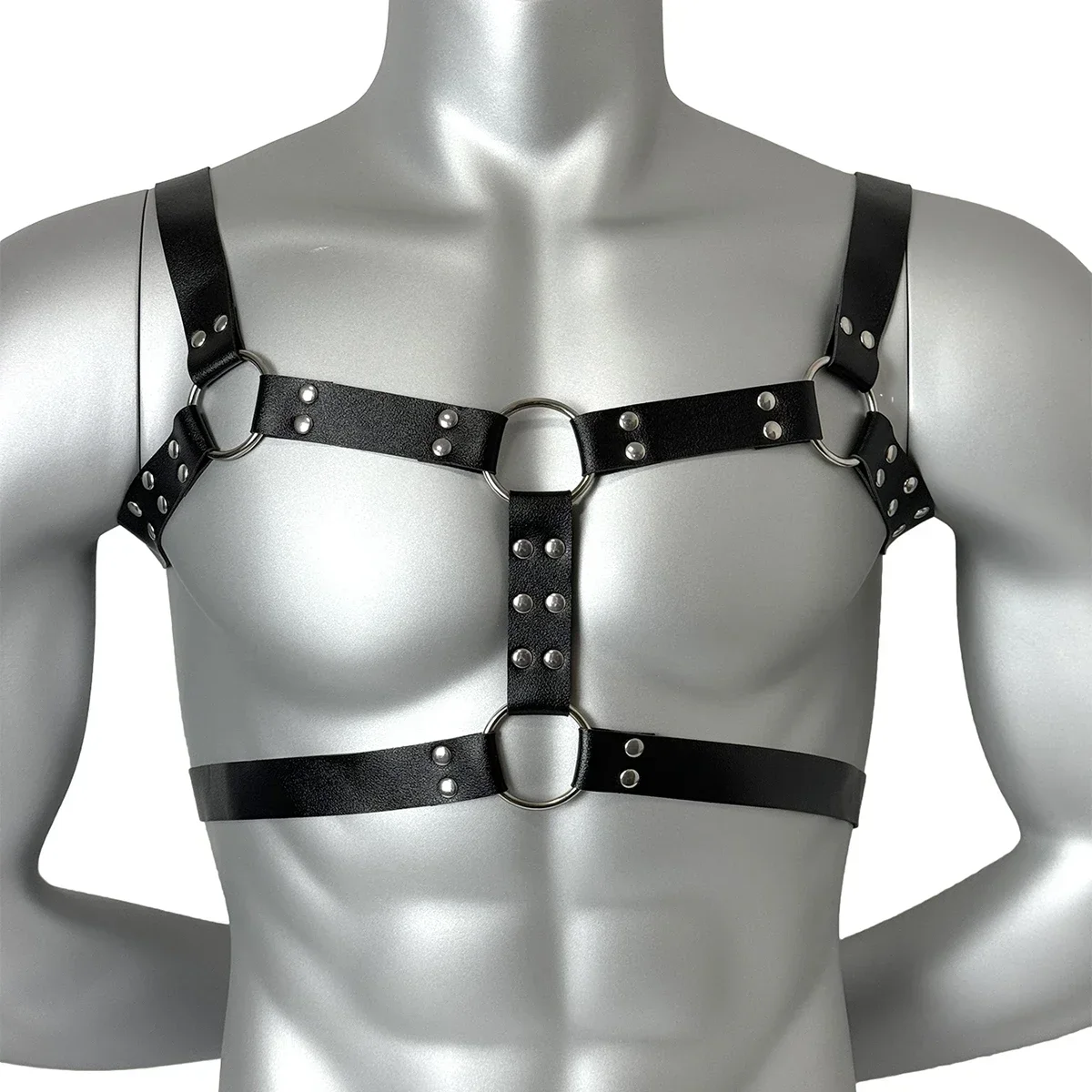 

Male Leather Chest Harness Adjustable Lingerie Fetish Gay Clothing Accessories Body Bondage Goth Punk Club Cage Strap for Men