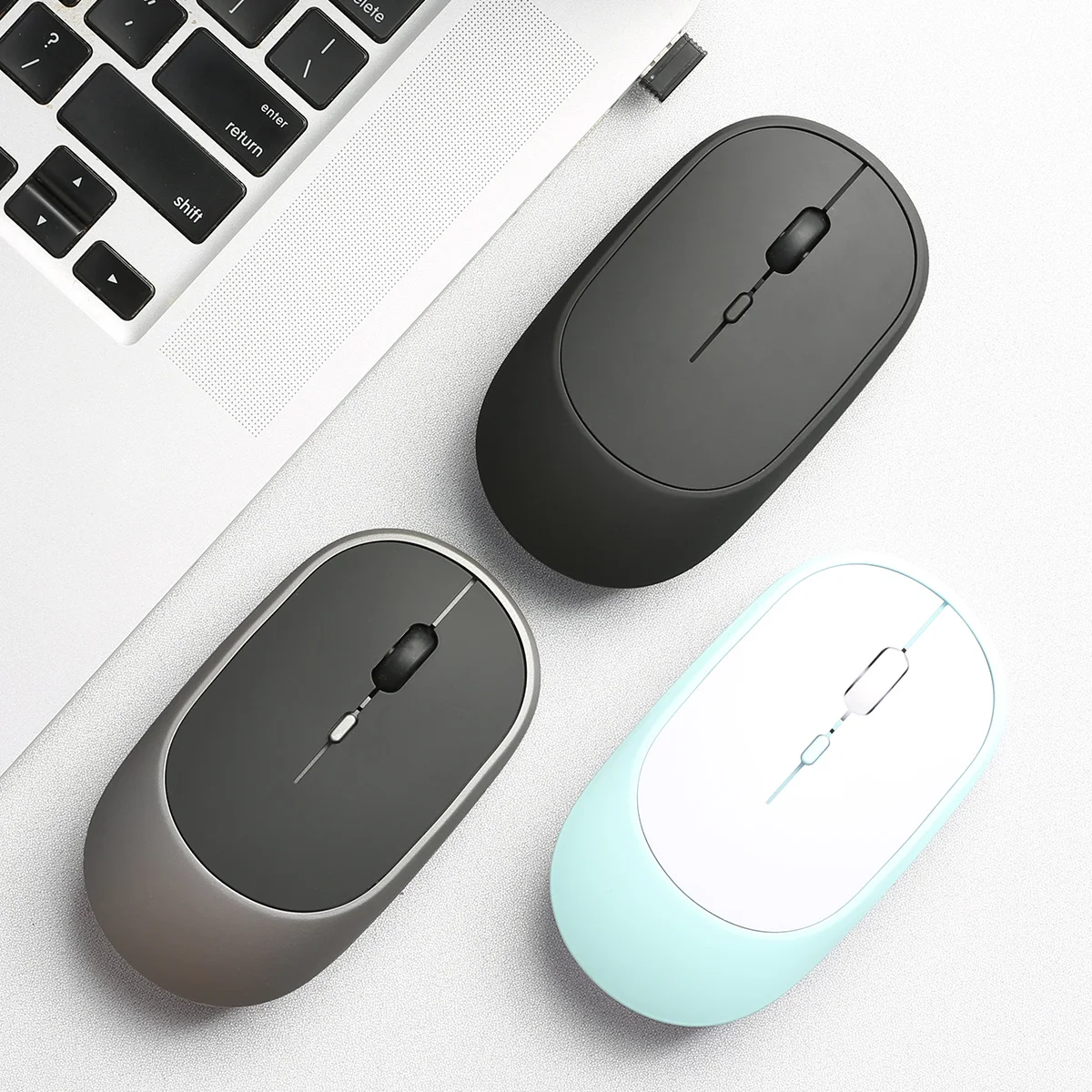 ماوس لاسلكي متوافق مع بلوتوث 2.4G ماوس ألعاب محمول صامت مريح لأجهزة الكمبيوتر المحمول iPad والكمبيوتر اللوحي والهواتف المحمولة #1