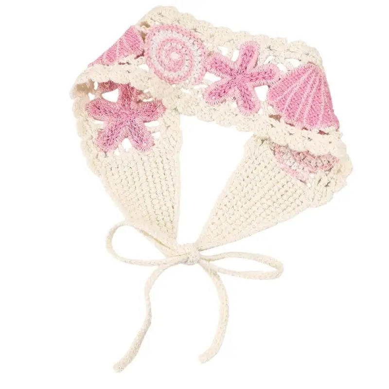 31BB Marine Theme Crochet Hair Band Headwear with Tie Back for Casual Travel