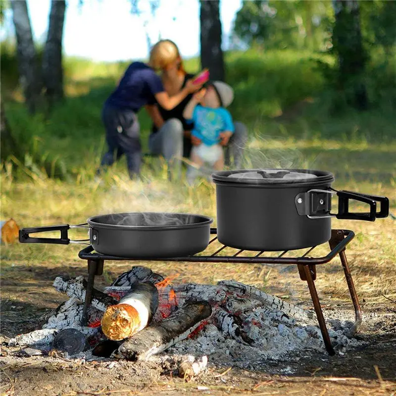 

Carefree- Camping Cookware Portable Pot Pan Cup Teaport Set Folding Outdoor Cooking Set Hiking Picnic Tableware Equipment-Green