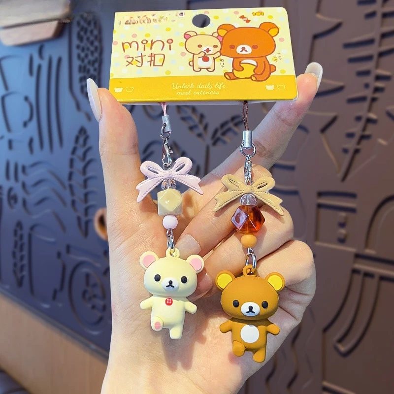 New Rilakkuma mobile phone lanyard creative new couple key chain high color value student pen bag earphone exquisite pendant view 2