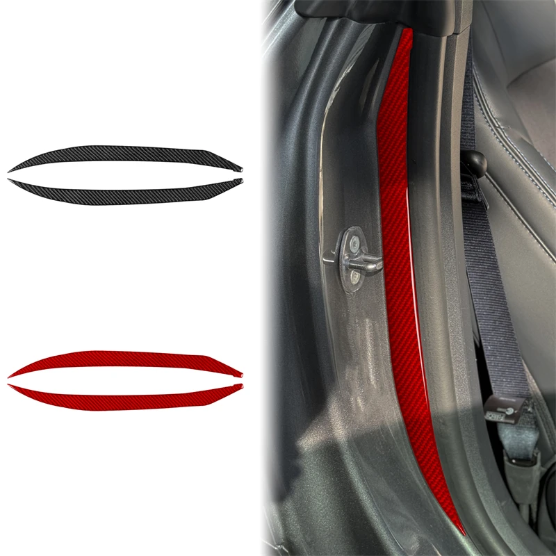 For Ford Mustang GT 2024 2025 Real Soft Carbon Fiber Sticker LHD RHD Car Door Inner Frame Decor Interior Trim Accessories
