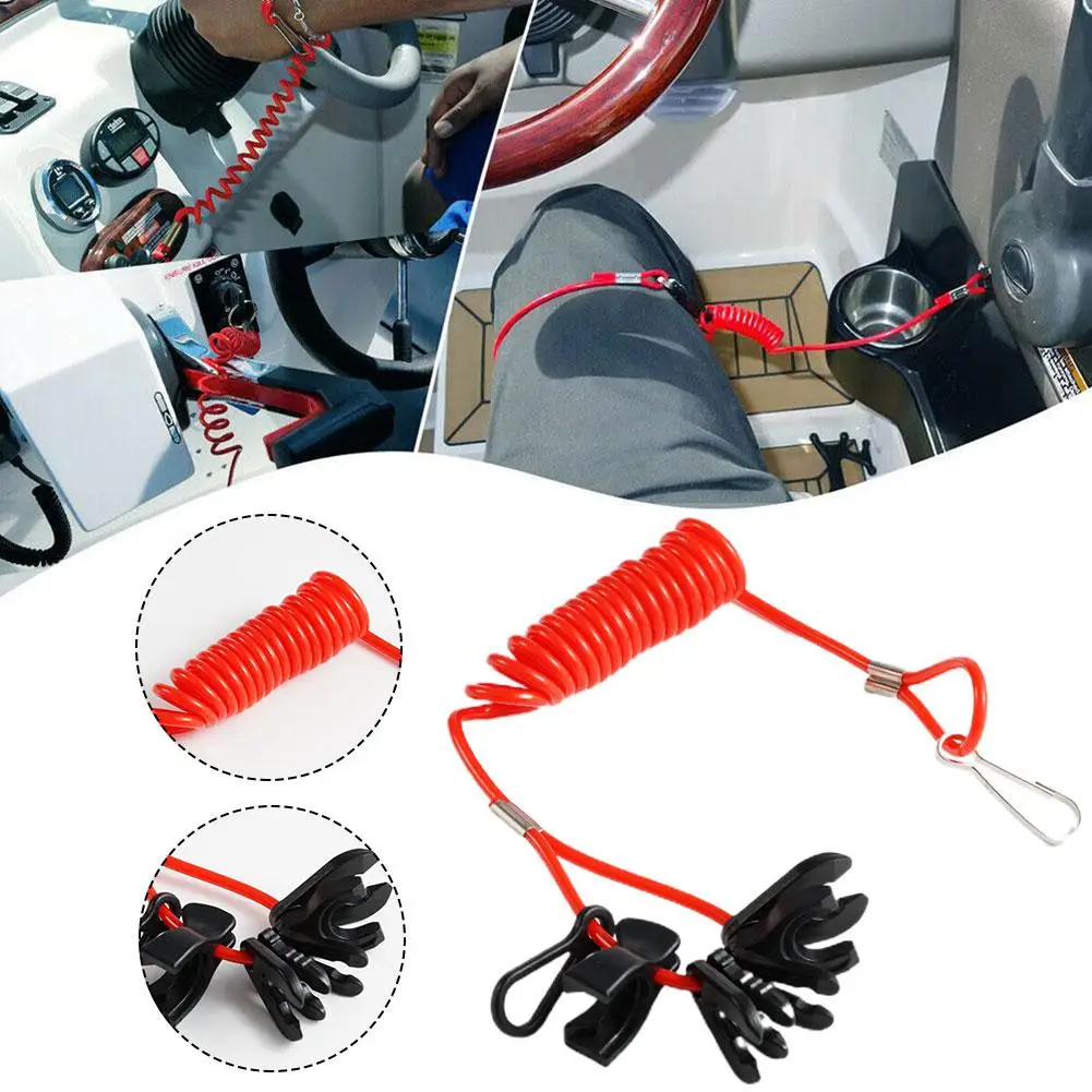 Boat Outboard Switch Engine Motor Lanyard Kill Urgent Stop Button Safety Connector Cord Compatible for Yamaha Suzuki Honda