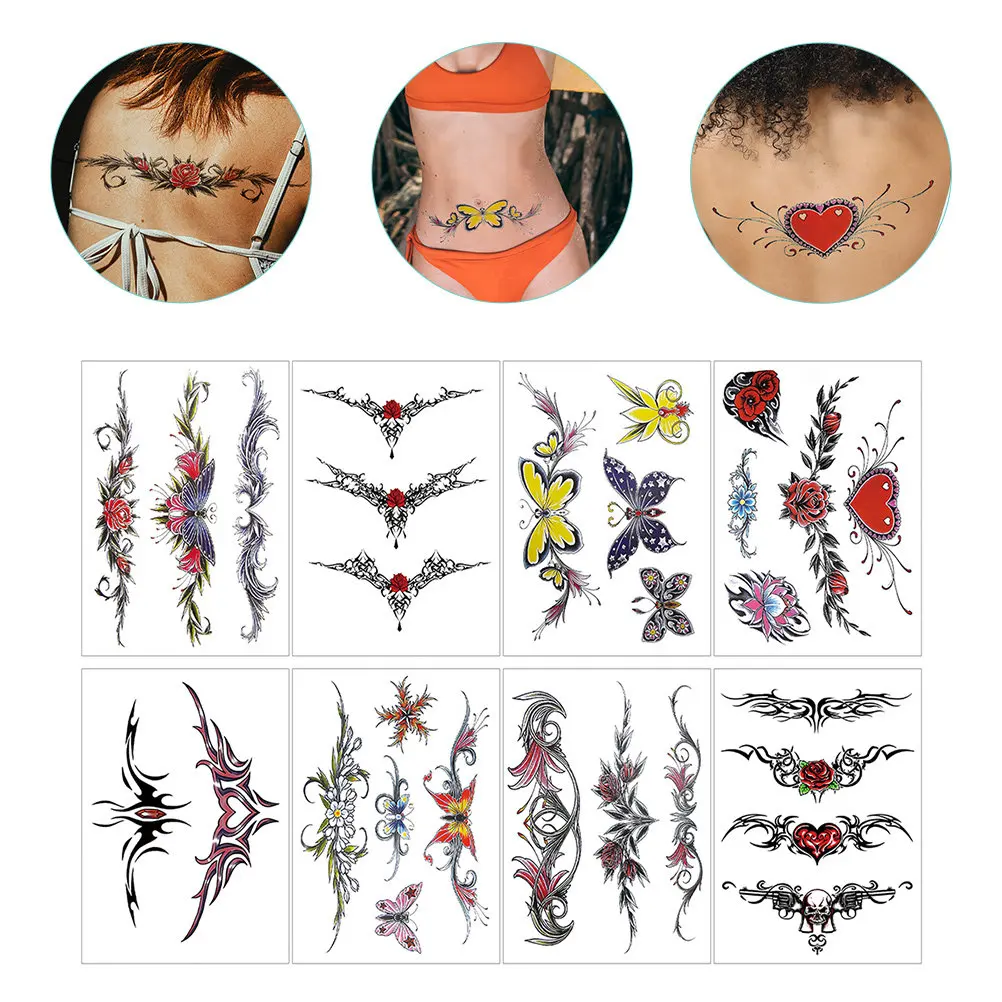 8 Sheets Waterproof Scar Cover Realistic Temporary Tattoos for Adults Body Decal Women Fake Tattoos Temporary Stickers