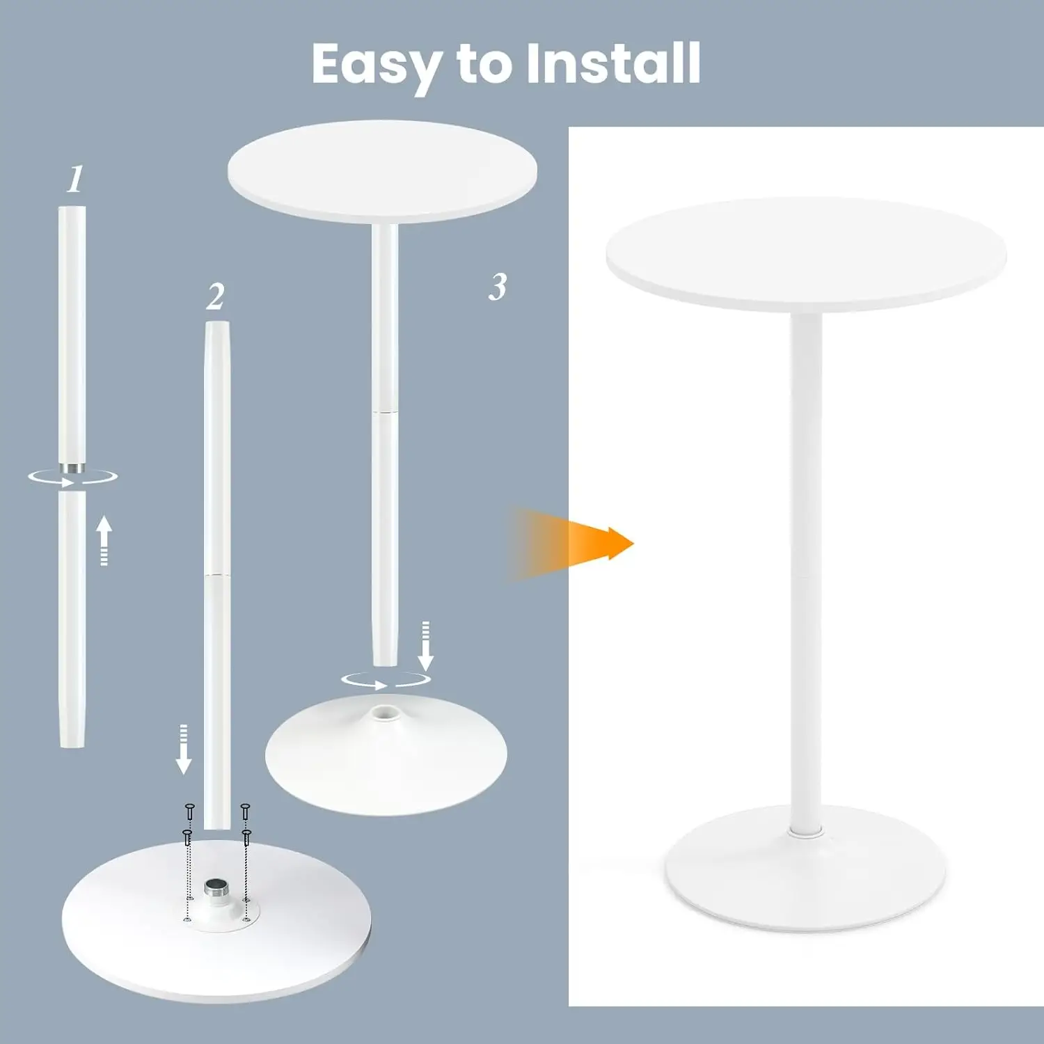 Giantex Two-In-One Bar Table With Detachable Pole, Metal Base, 24"" Round Top, 40""/22"" Two Convertible Height, Cocktail