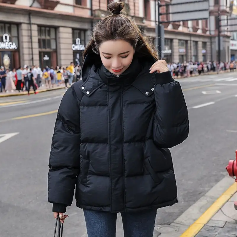 Winter New Women's Down Cotton Jacket Commuter Hoodie Korean Edition Cotton Jacket