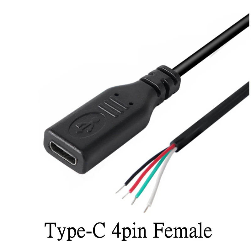 2pin 4pin wire USB 2.0 Type C Male female Plug extension Welding Type USB-C DIY Repair Cable Charger Connector for Huawei Xiaomi