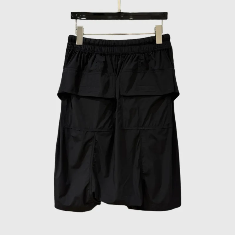 HKSH 2026 Summer New Women Baggy Shorts Drawstring Elastic Waisted Pockets Chic Versatile Dark Trend Casual Cropped Pants HK5982