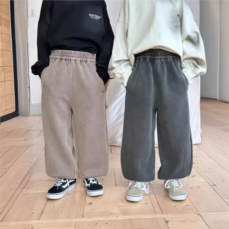 

Ins Autumn Young Baby Boys Pants High Waist Knitted Loose Children Boys Sweatpants 2024 Casual Vintage Toddler Boys Jogger Pants