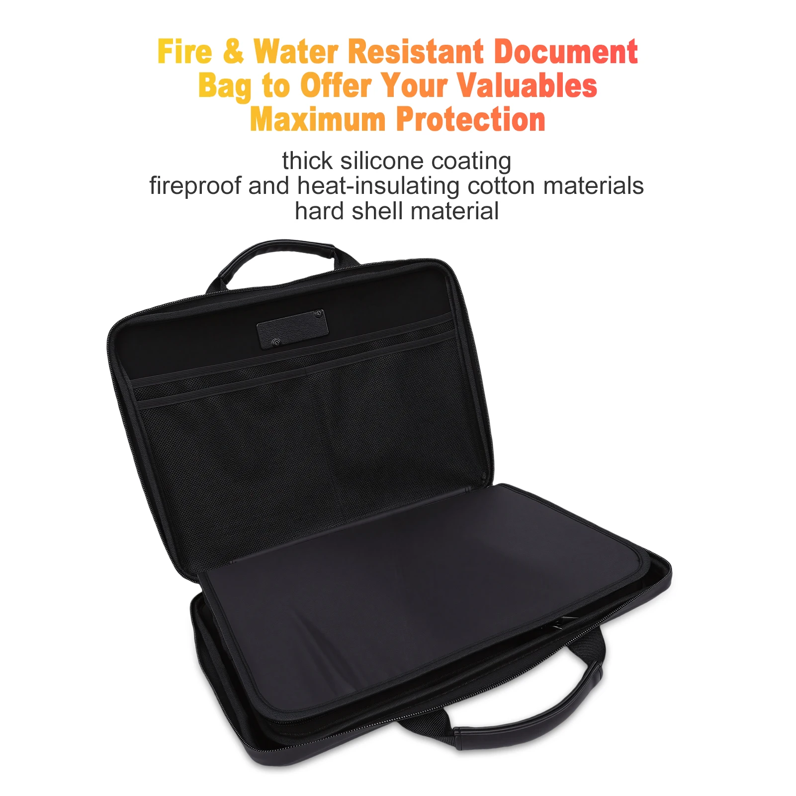 Fireproof Document Box with 3-Digit Lock Zipper File Organizer Waterproof File Storage Case with 13 Accordion Pockets for Money