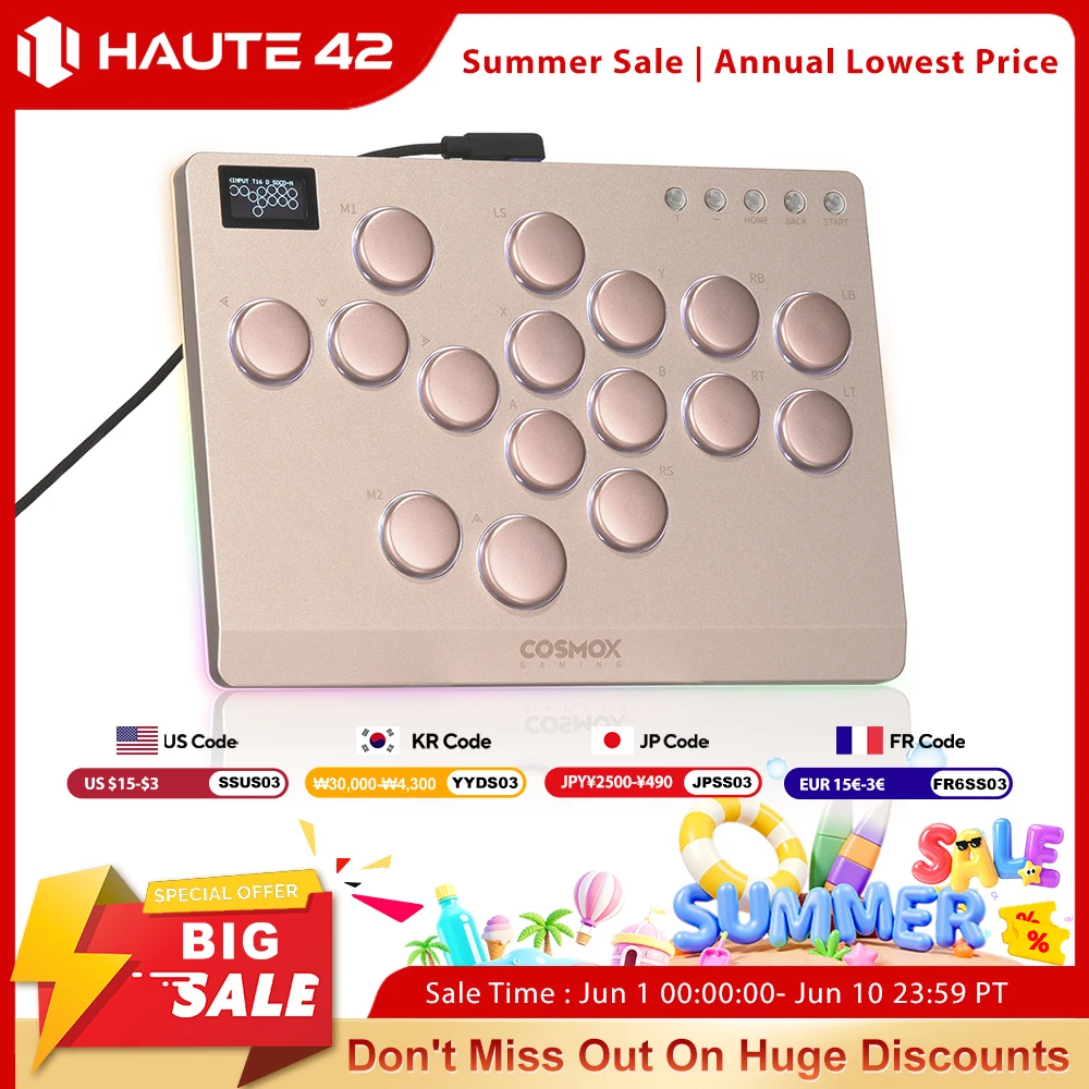 Haute42 Aluminum Alloy Hitbox Leverless Arcade Stick Fighting Game Hitbox Controller For PC/Ps4 /Ps5 Joystick Arcade Controller