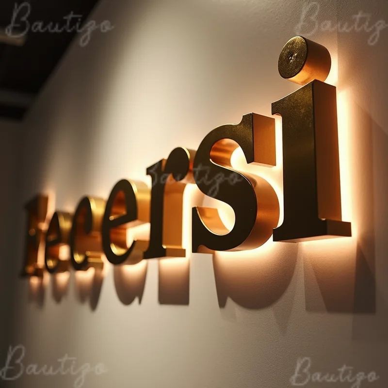 Custom 3D LED Illuminated Metal Letters Sign Backlit For Business Storefront Outdoor Waterproof Light Up Advertising Signage