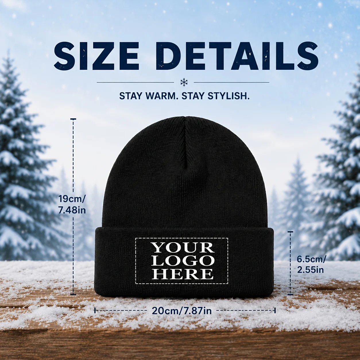 5-Pack Customizable Knitted Hats Unisex Comfortable Warm Winter Caps with Personalized Logo/Text Multiple Colors Available
