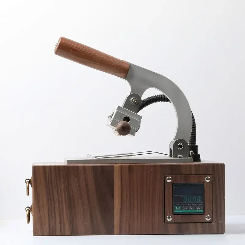 

Automatic Clothing Leather Tags Label Embossing Cutting Machine Hot Press Leather Stamping Machine