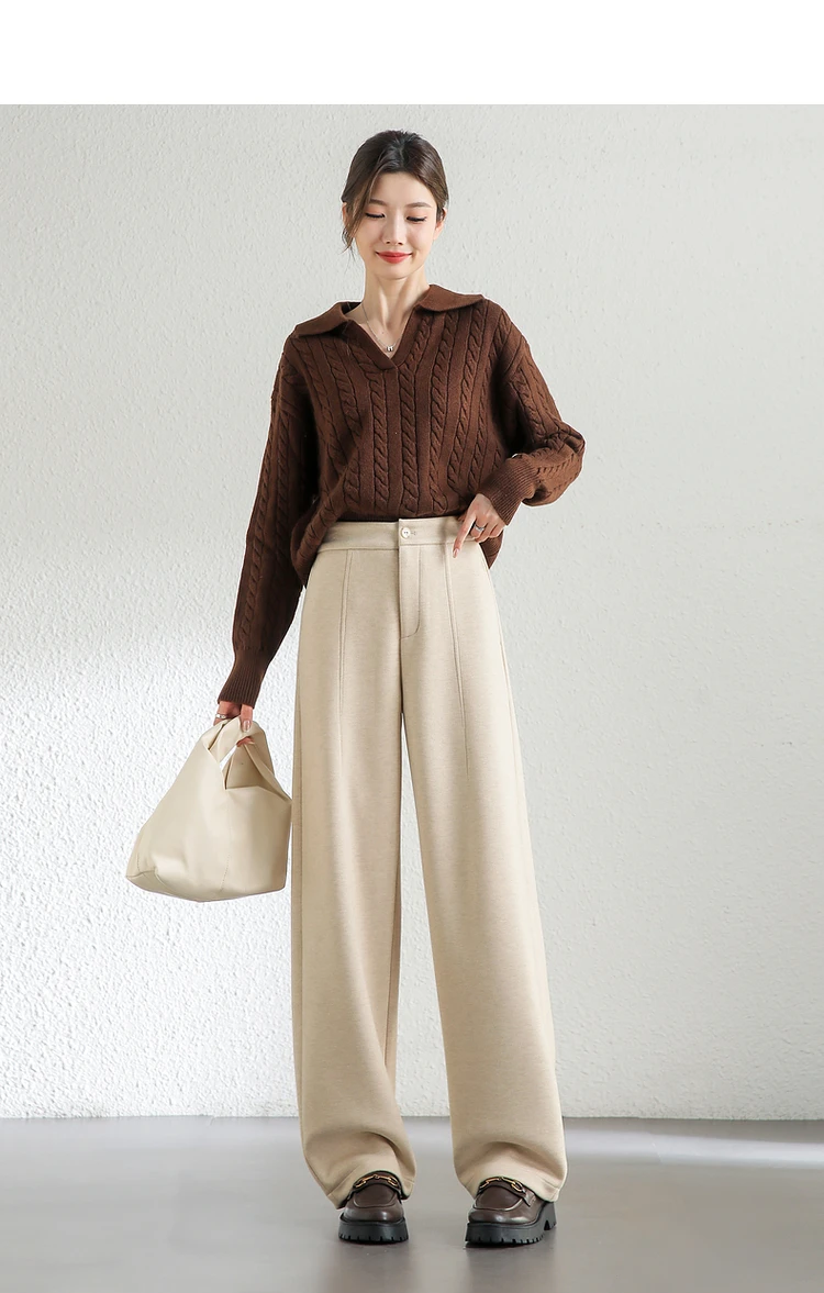 SENTUBILA Wool Blend Pants Women 2024 Winter Straight High Waist