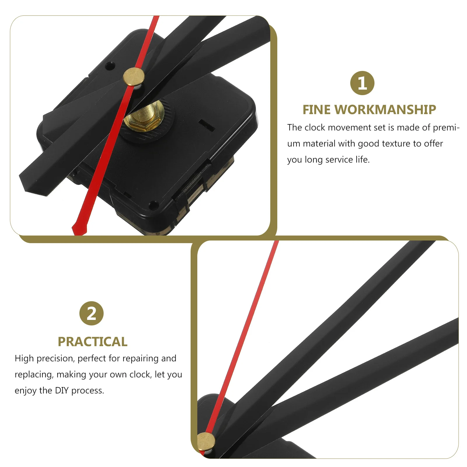 

DIY Clock Part Mute Mechanism Plastic Hands Compact Size Simple Color Fit Different Styles Home Office Store Use