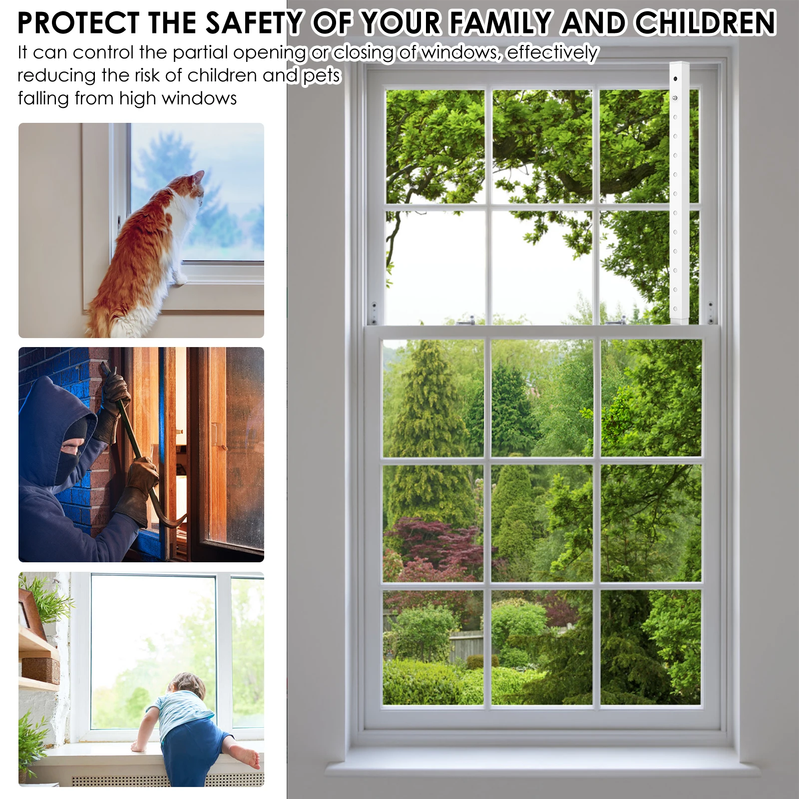Picture 7: Window Lock Bar Adjustable Security Bar Metal Window Stopper For Child Safety Sliding Door Safety Rail Extends from 16-29inch