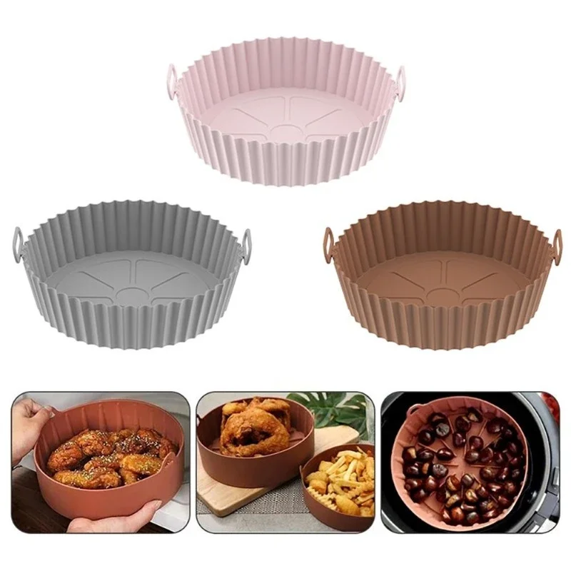 

Folding Silicone Pot for Airfryer Reusable Air Fryer Accessories Baking Basket Pizza Plate Grill Pot Cake Cooking Baking Tools