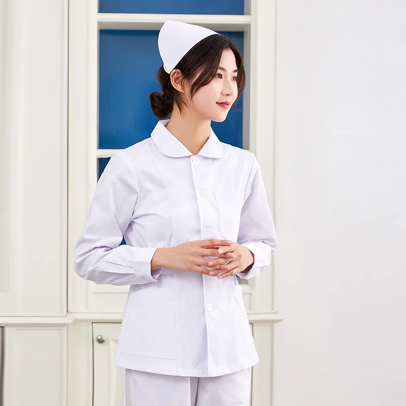 ナース制服分割セット長袖女性の冬ショートホワイトピンクブルー化粧品歯科ナース作業服ツーピースセット