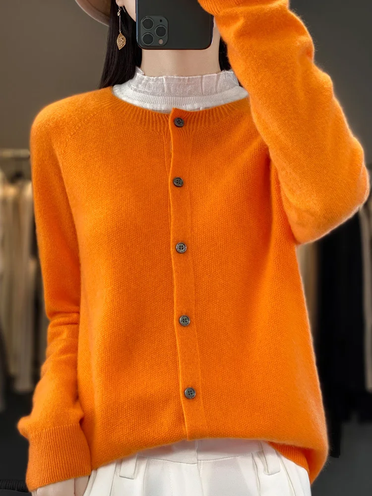 High Quality Round Neck Long Sleeve Cashmere 100% Merino Wool Pullover Women Sweater Coat Top