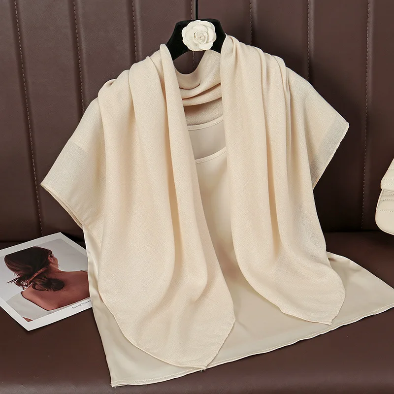 Plain Basic Design 90 Cm Square Pleated Viscose Shawls Scarf Lady High Quality Wrap Pashmina Stole Bufandas Muslim Hijab Sjaal