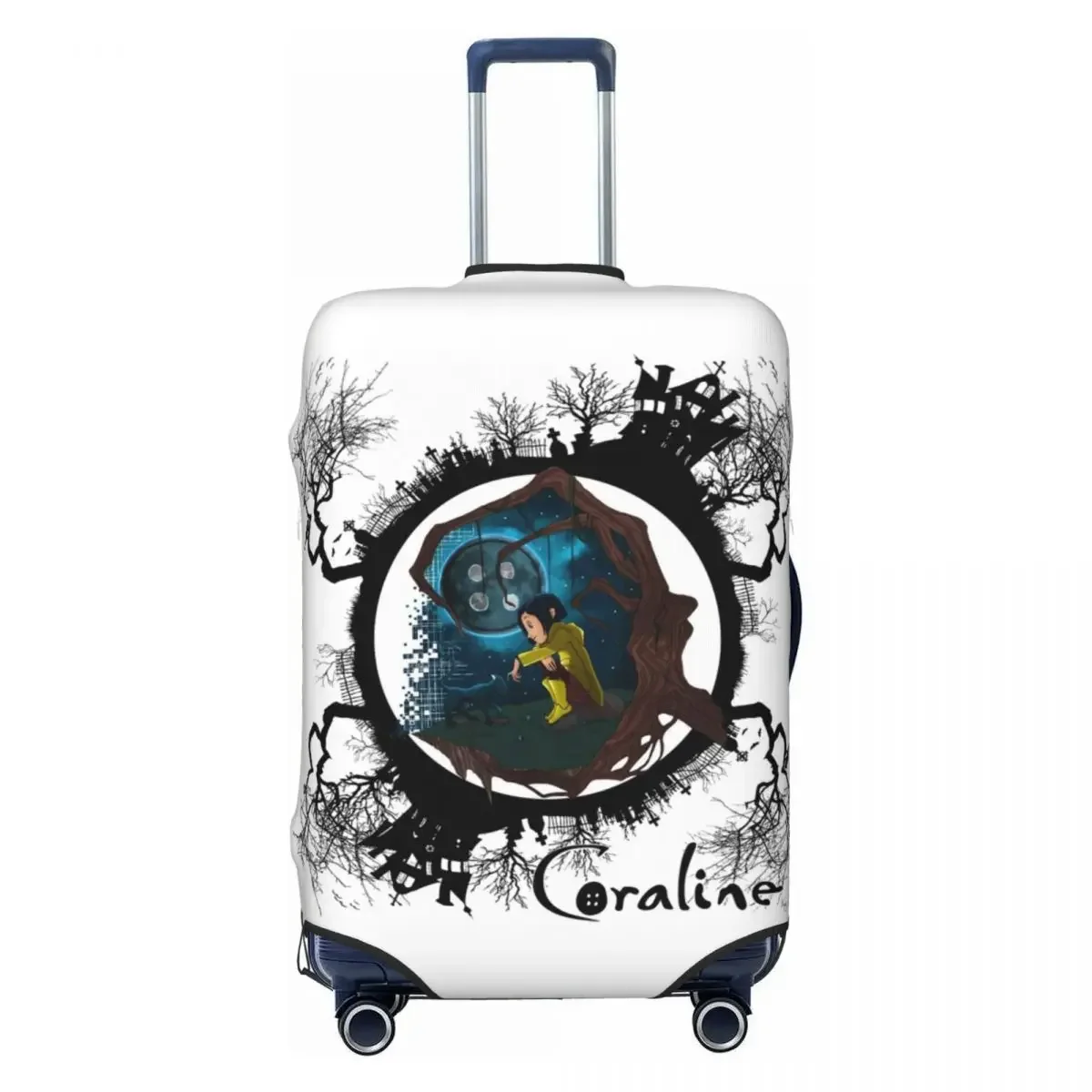 Custom Halloween Horror Film Coraline Luggage Cover Elastic Travel Suitcase Protective Covers Suit For 18-32 inch