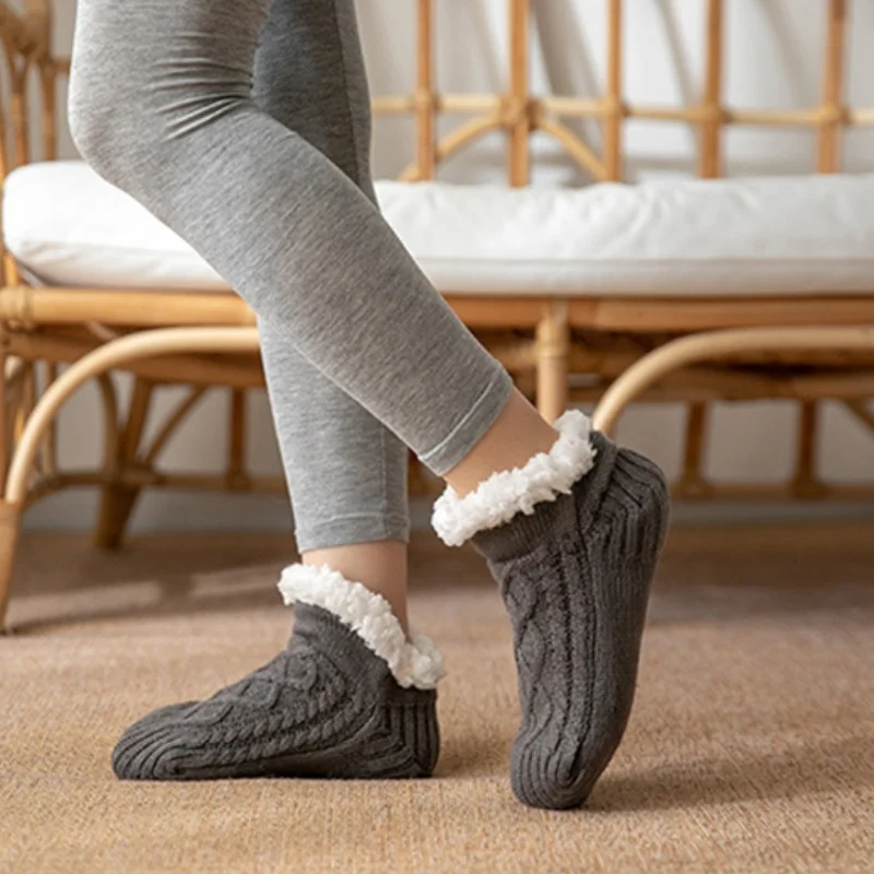 가을 겨울용 두꺼운 벨벳 플로어 양말, 집에서 따뜻하게 입는 여성 남성 양말, 눈 양말, 침실 양말, 논슬립 요가 양말