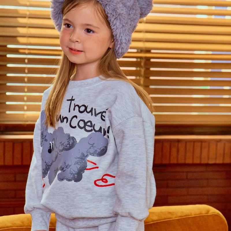 الأولاد الصوف رياضية 2025 الخريف الشتاء الاطفال 3 قطعة مجموعة لطيف الكلب طباعة مقنعين البلوز السراويل لينة أفخم متماسكة قبعة عداء ببطء