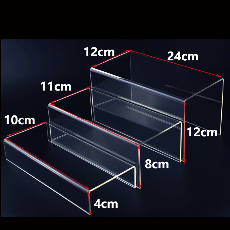 2026 new Clear Rectangular Acrylic Display Risers, Assemble Step Display Shelf for Funko Pop Cake Retail Shoe Showcase