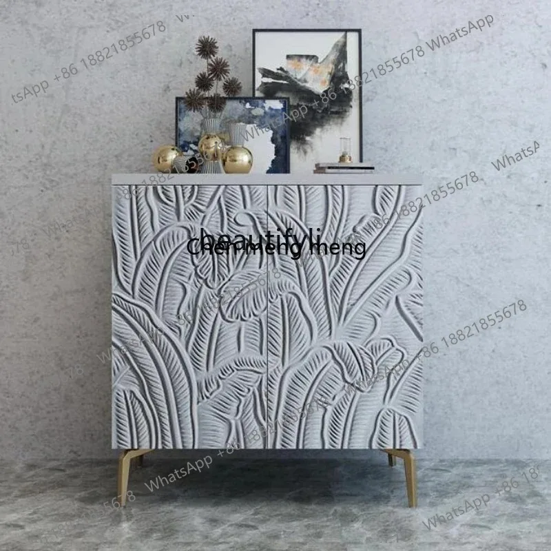

new LBX-Carved Side Cabinet, Light Luxury Entrance Cabinet, Modern Minimalist, American Locker, Storage Cabinet ss 26