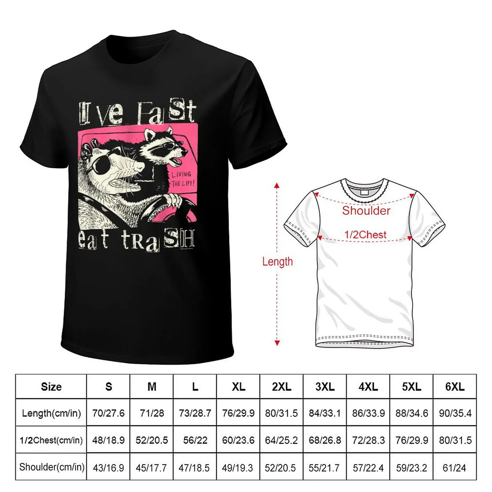 Live Fast Eats Trash Funny Possum Racoon Retro Sunglasses T-Shirt vintage t shirts blue lock cute clothes mens vintage t shirts
