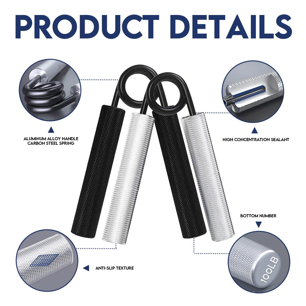 Metal grip strength trainer, training equipment, arm wash exercise, gym fitness products, 100lb to 250lb